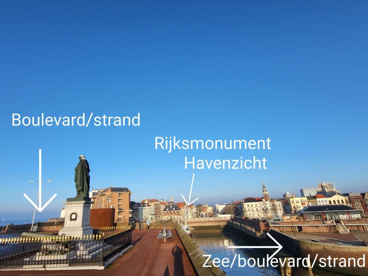 Rijksmonument Havenzicht, Met Zeezicht, Ligging Direct Aan Zee En Centrum Vlissingen Esterno foto